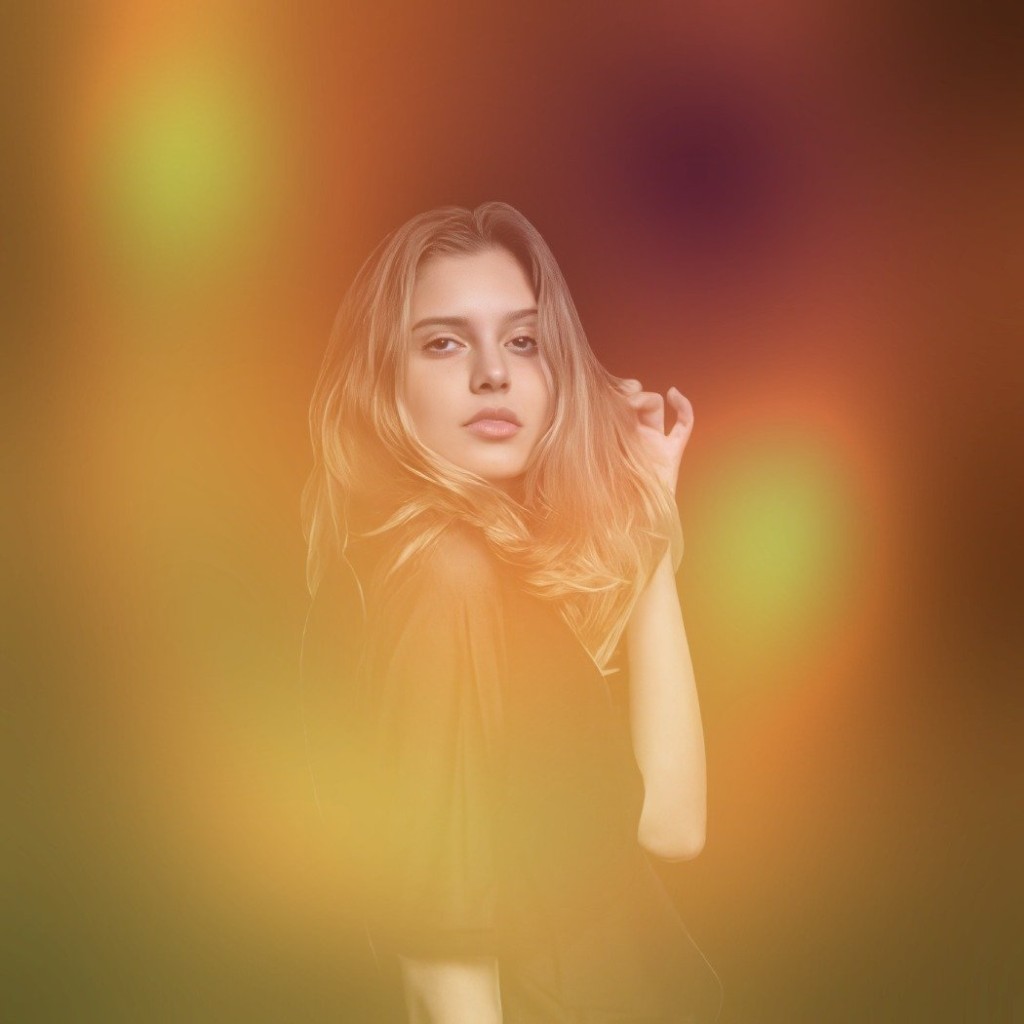 Golden aura effect around a person for a live photo booth experience.