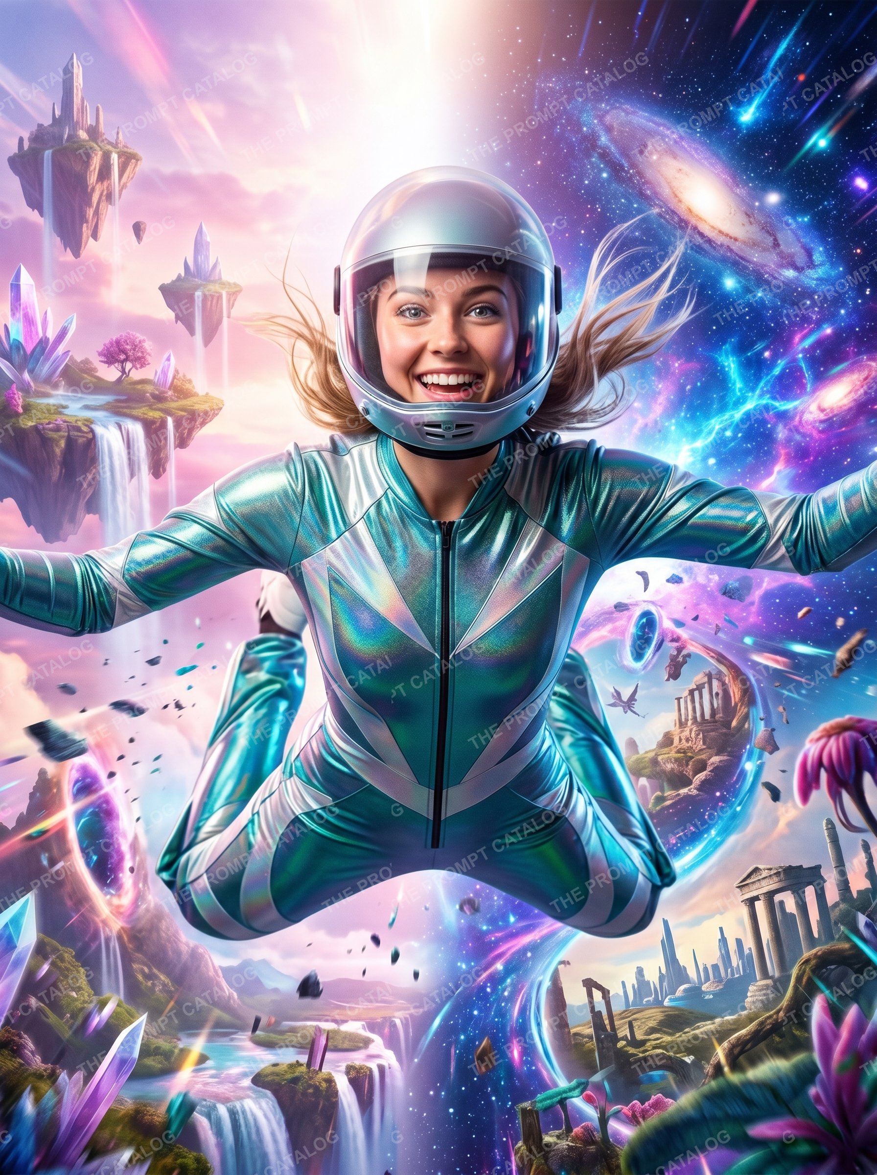 AI photo booth prompt theme: Skydiving Between Dimensions