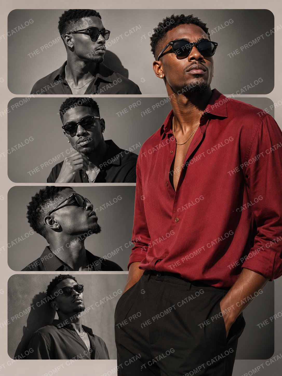 AI photo booth prompt theme: Modern Editorial Portrai Collage