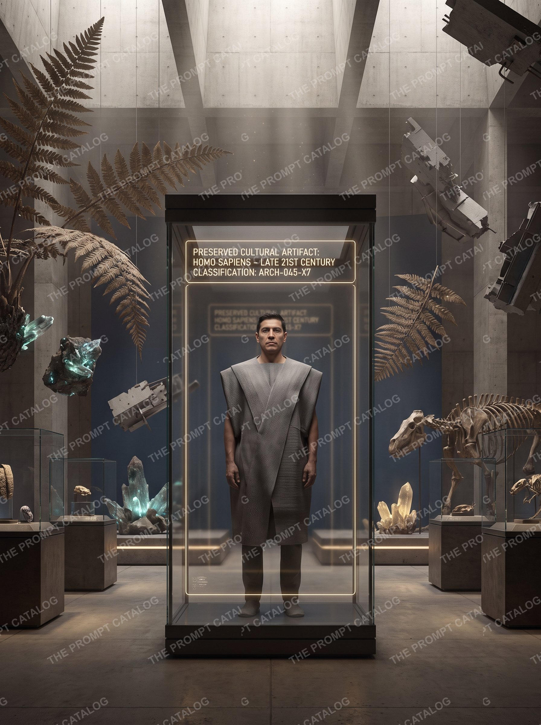 AI photo booth prompt theme: Museum Display