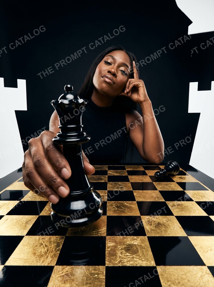AI photo booth prompt theme: Chess Perspective Portrait
