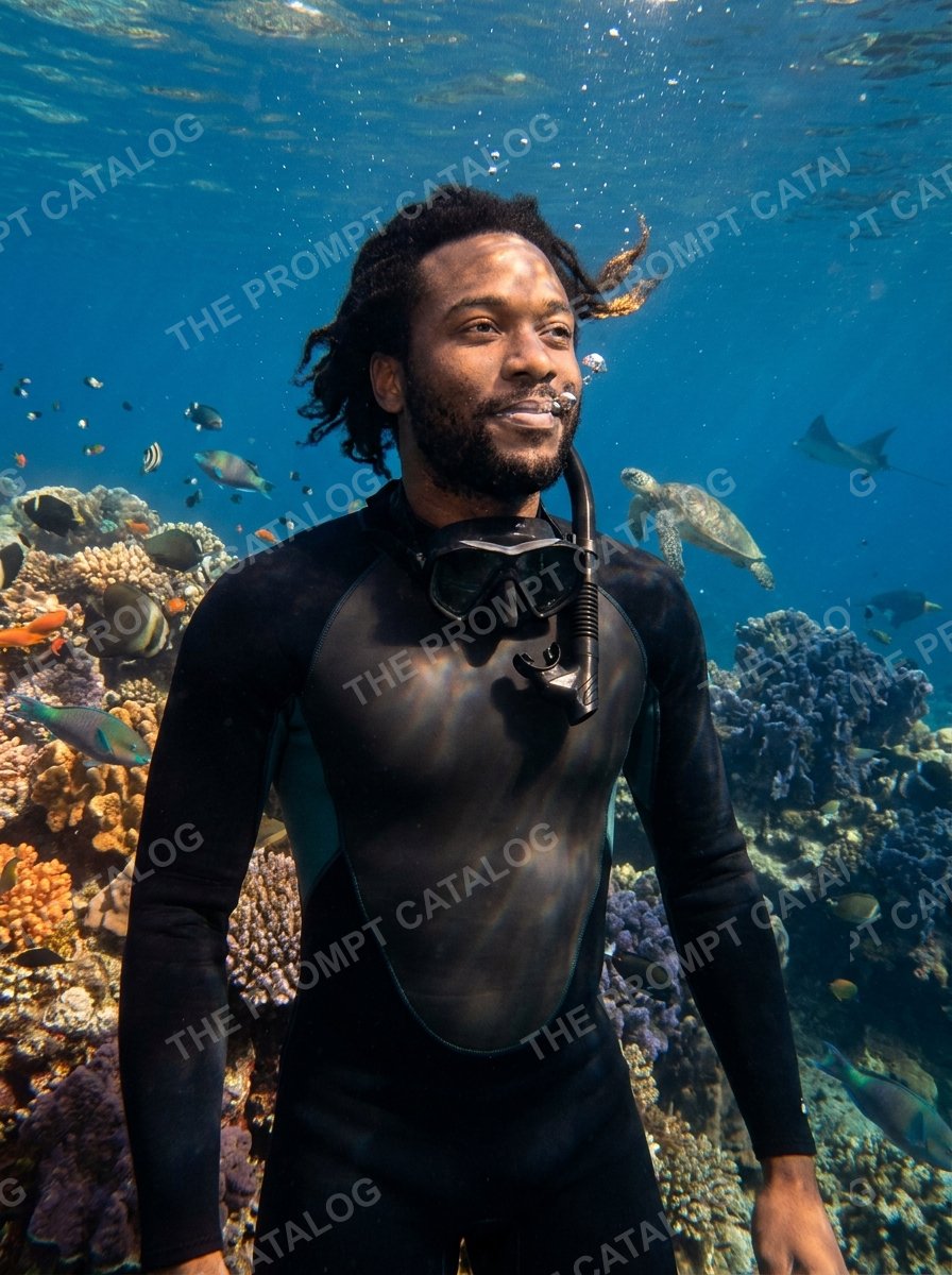 AI photo booth prompt theme: Underwater Free Diving Adventure